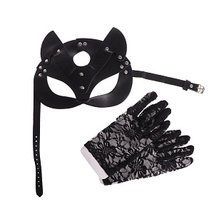 Карнавальный набор «Давай поиграем?» (БДСМ-маска, перчатки)